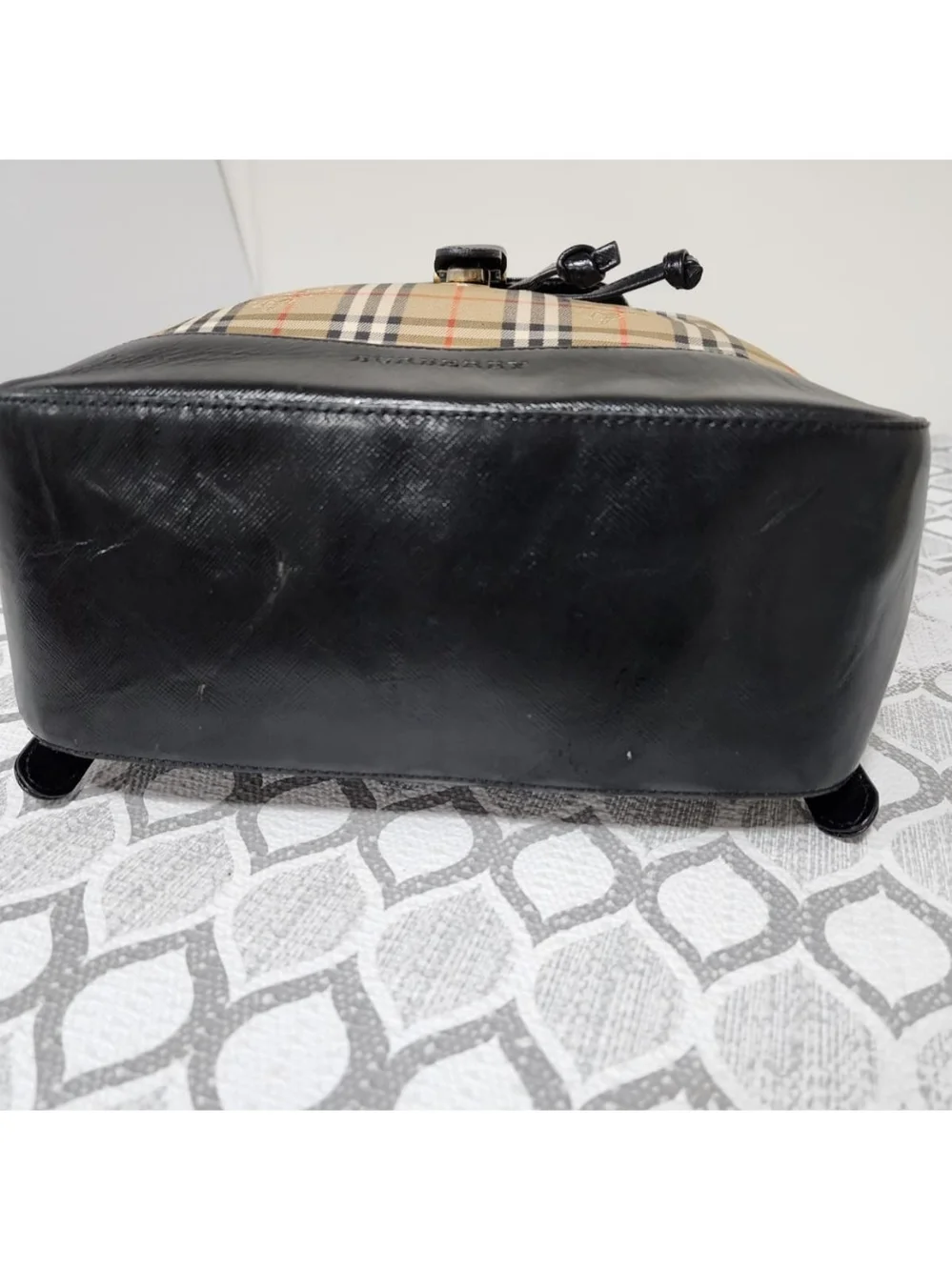 Burberry Vintage Haymarket Check Buckle Backpack Black/Beige